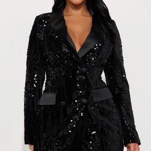 Amelia Sequin Blazer Dress - Black Size: M